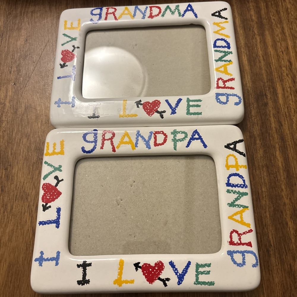 Vintage I Love My Grandma/Grandpa Ceramic Picture Frame 6.5" X 5" For  3.5 X 5‎